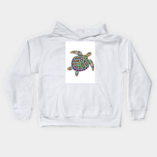 Rainbow Turtle with white background Kids Hoodie